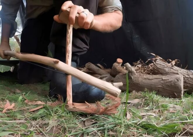 Starting A Fire With A Bow Drill