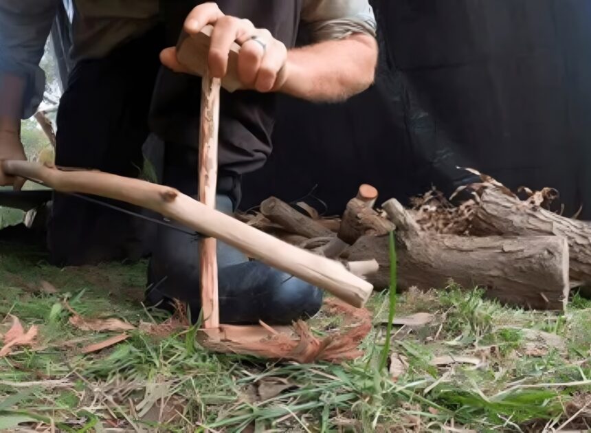 Starting A Fire With A Bow Drill