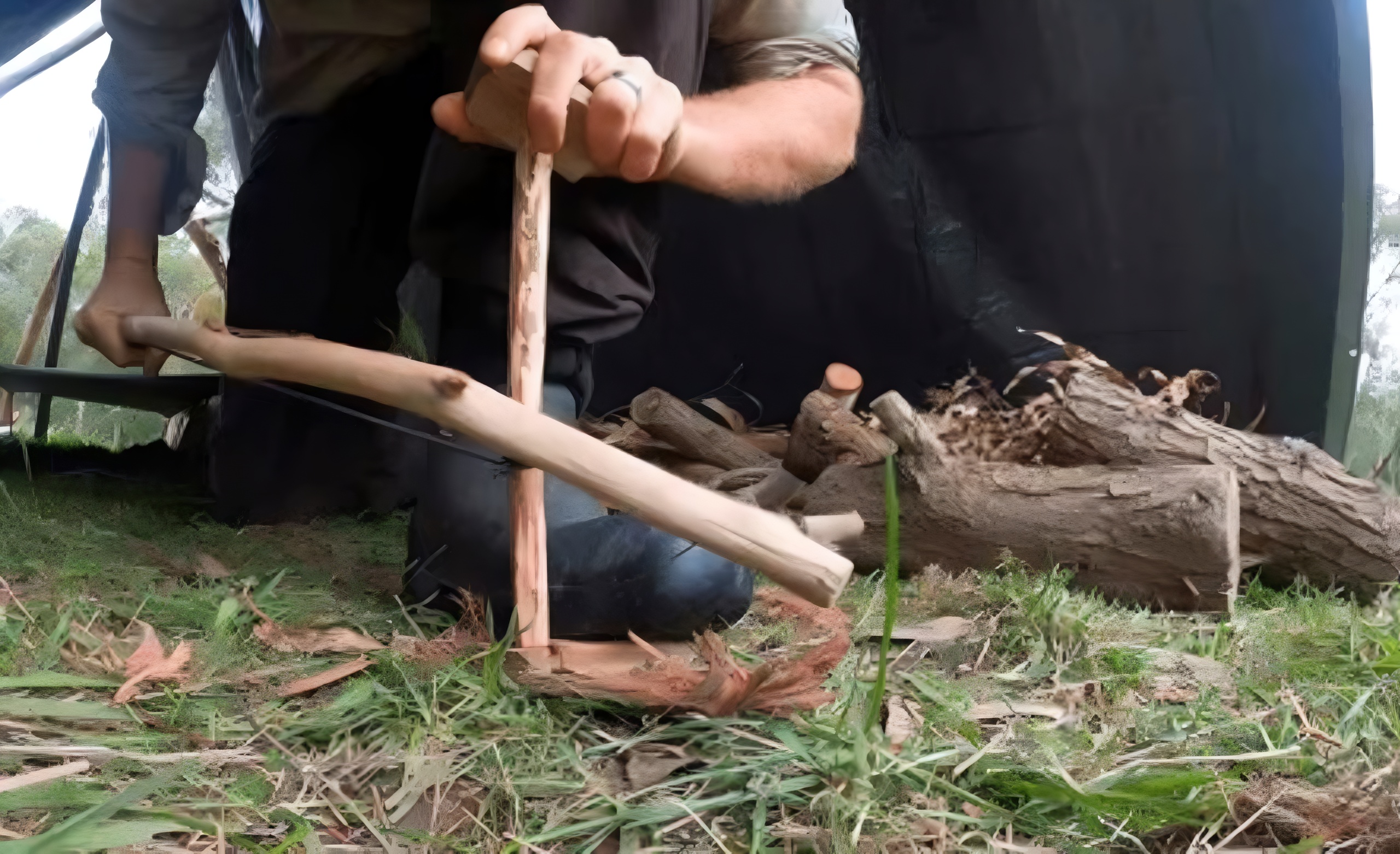 Starting A Fire With A Bow Drill